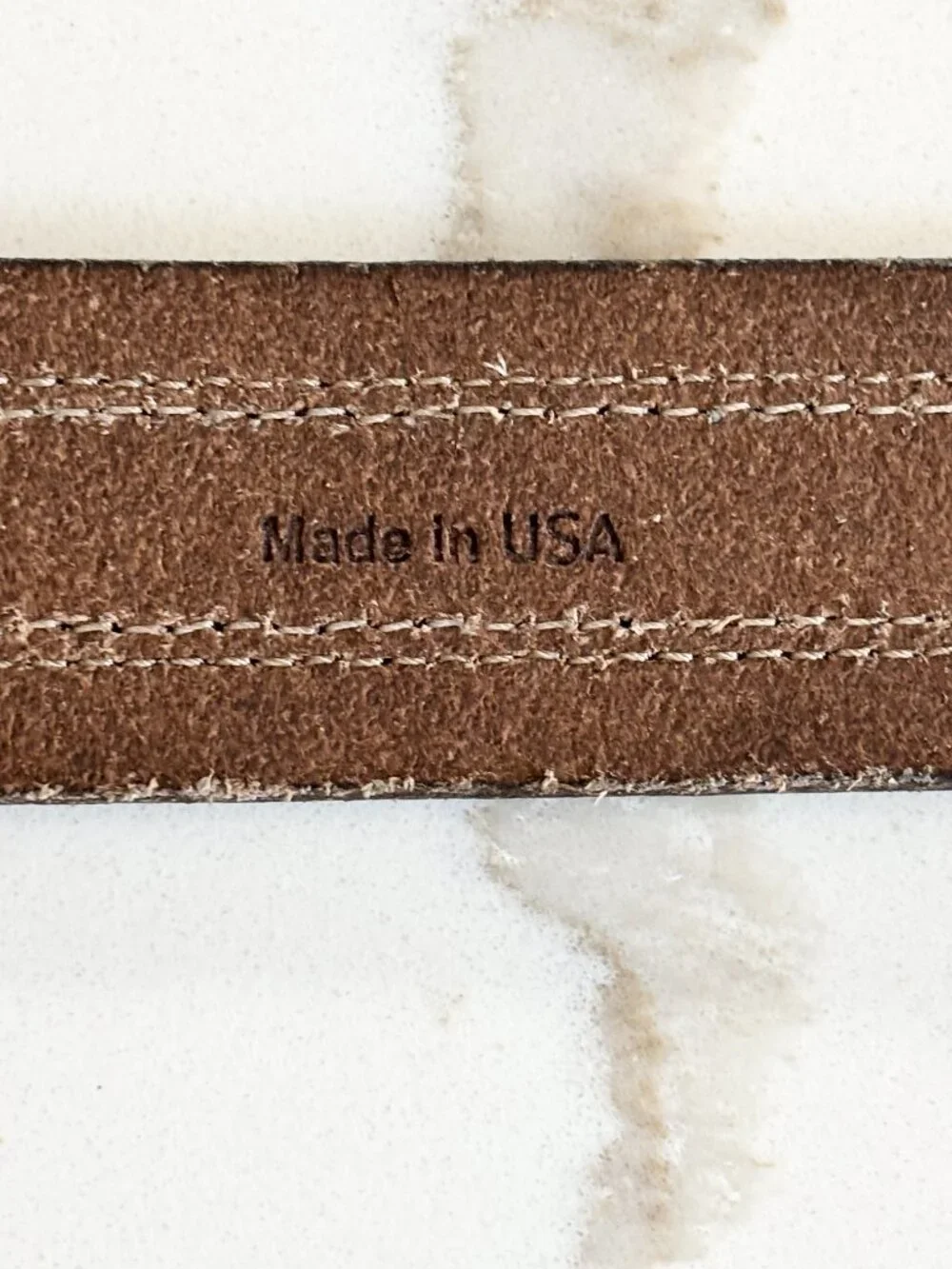 JOHNSTON & MURPHY Stitched Suede Overlay Brown Leather Belt MEN'S 38
